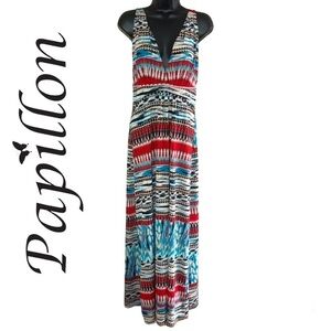 Papillon Women’s Multicolor Low Cut Maxi Dress Size XL